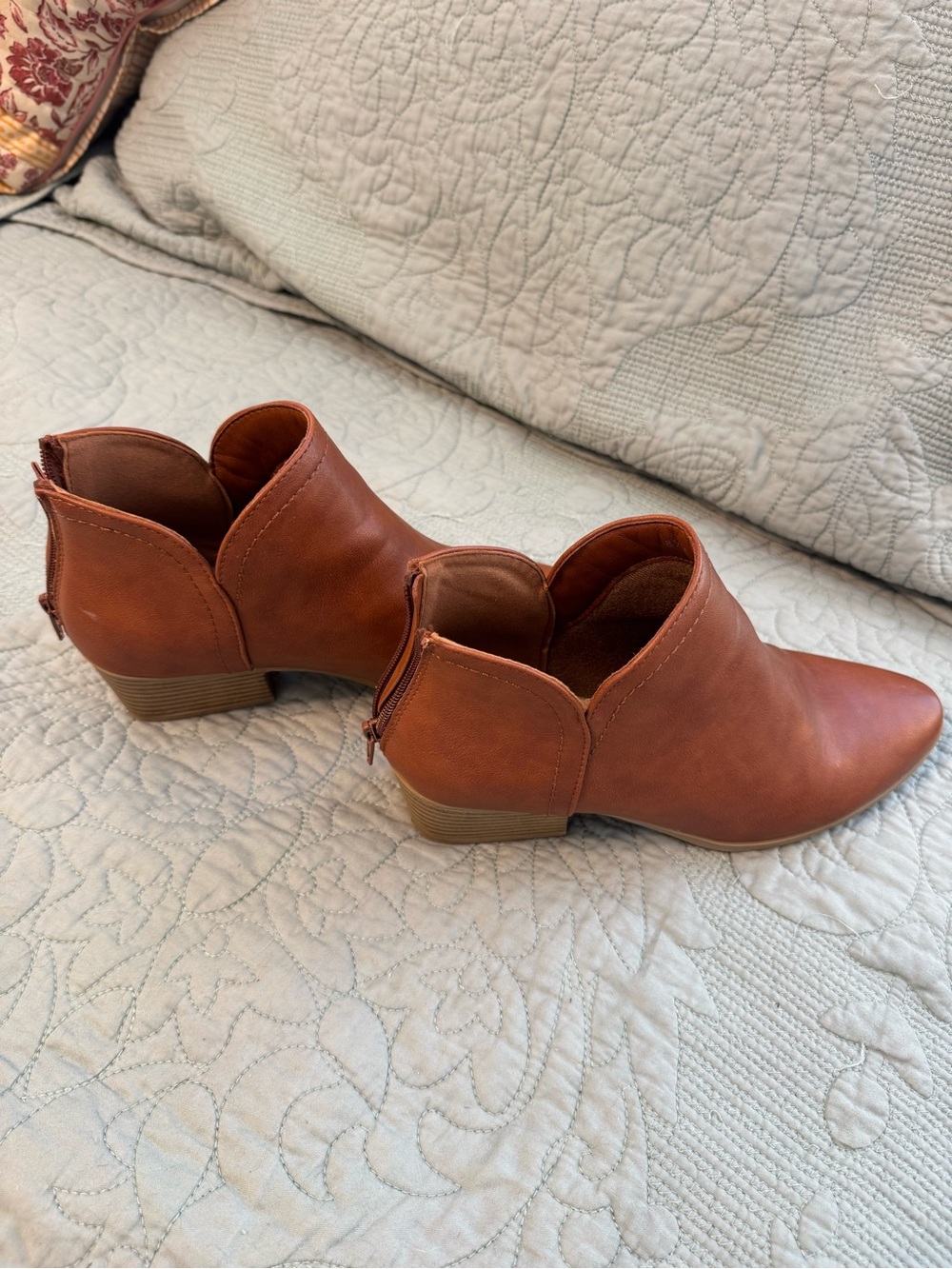 Maurice’s Women's Tan Leather-Look Ankle Booties - Stylish Everyday Comfort